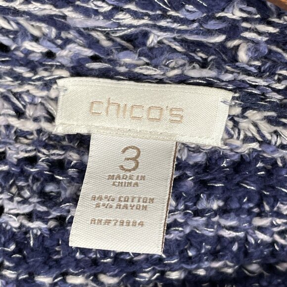 Chicos Sweater Womens Size Extra Large (3) Blue Open Cotton Rayon Short Sleeve - Picture 6 of 8